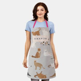 モノグラム魅力的キャットパターン猫好き エプロン