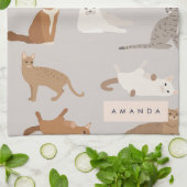 モノグラム魅力的キャットパターン猫好き キッチンタオル (折り畳み)