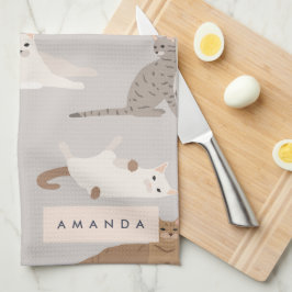 モノグラム魅力的キャットパターン猫好き キッチンタオル