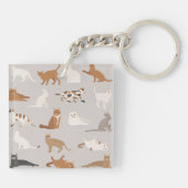 モノグラム魅力的キャットパターン猫好き キーホルダー (裏面)