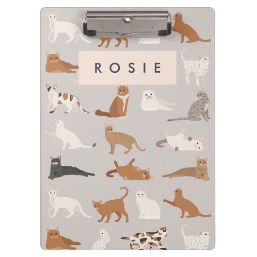 モノグラム魅力的キャットパターン猫好き クリップボード (正面)