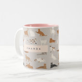 モノグラム魅力的キャットパターン猫好き ツートーンマグカップ (正面左)