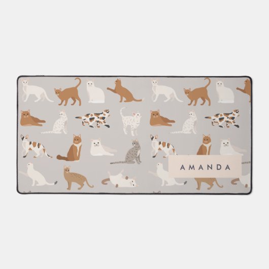 モノグラム魅力的キャットパターン猫好き デスクマット (正面)