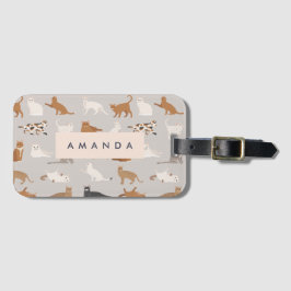 モノグラム魅力的キャットパターン猫好き ラゲッジタグ