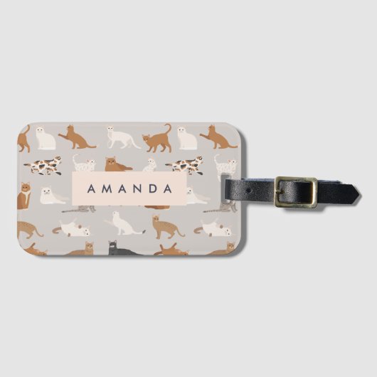 モノグラム魅力的キャットパターン猫好き ラゲッジタグ (正面横)