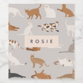 モノグラム魅力的キャットパターン猫好き ワインラベル (シングルラベル)