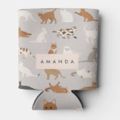 モノグラム魅力的キャットパターン猫好き 缶クーラー (正面)