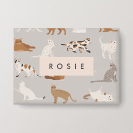 モノグラム魅力的キャットパターン猫好き 缶バッジ