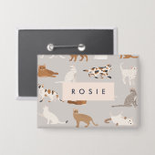 モノグラム魅力的キャットパターン猫好き 缶バッジ (正面/裏面)