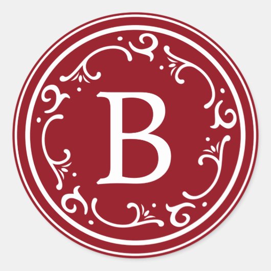 モノグラム魅力的ク素朴リスマス ラウンドシール (正面)