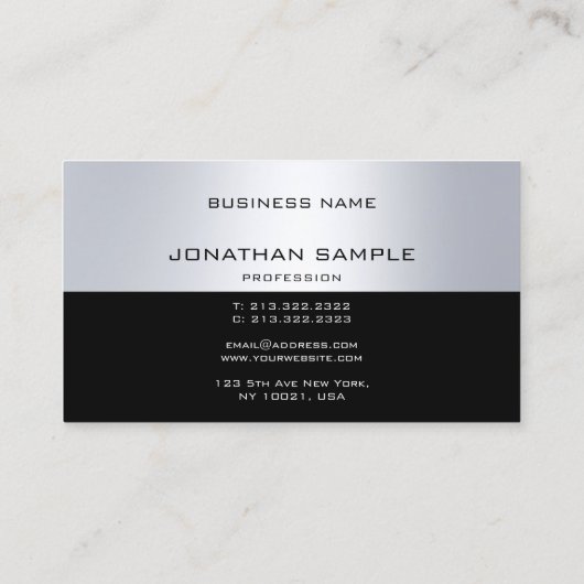 モノグラム魅力的シルバモダンルックプレインラグジュアリー 名刺 (裏面)