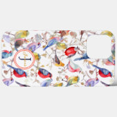 モノグラム魔法の水色の鳥のパターン Case-Mate iPhoneケース (裏面 (横))