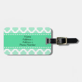 モノグラム魔法ミントおよびホワイトクローバーパターン ラゲッジタグ (正面横)