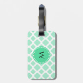 モノグラム魔法ミントおよびホワイトクローバーパターン ラゲッジタグ (裏面縦)