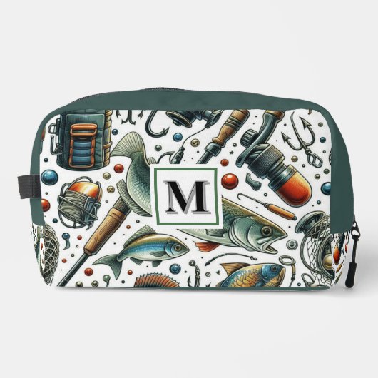 モノグラム魚釣りフィッシャーマントラベルトイレタリーバッグ ドップキット (正面)