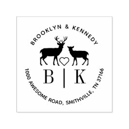 モノグラム鹿結婚のカップル名差出人住所 セルフインキングスタンプ