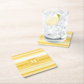 モノグラム黄ストライプ色 スクエアペーパーコースター (インサイチュ)