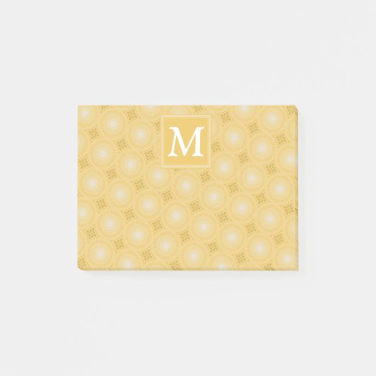 モノグラム黄色の円パターン ポストイット (正面)