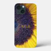 モノグラム黄色ひまわりクローズアップイニシャル Case-Mate iPhoneケース (裏面)