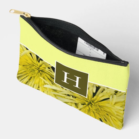 モノグラム黄菊の花 アクセサリーポーチ (見開き)