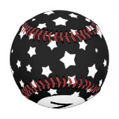 モノグラム黒と白の星のパターン 野球ボール (裏面)