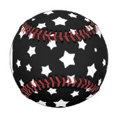 モノグラム黒と白の星のパターン 野球ボール (正面)