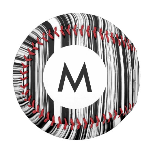 モノグラム黒と白の線 野球ボール (正面左)