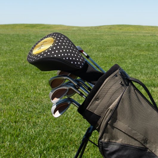 モノグラム黒と金ゴールド白の水玉模様を黒に  ゴルフヘッドカバー (インサイチュ)