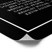 モノグラム黒アルファベット結婚の座席表 ポスター (角)