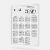 モノグラム黒タイポグラフィ結婚の座席表 アクリルサイン (傾斜)