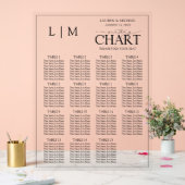 モノグラム黒タイポグラフィ結婚の座席表 アクリルサイン (ウェディング)