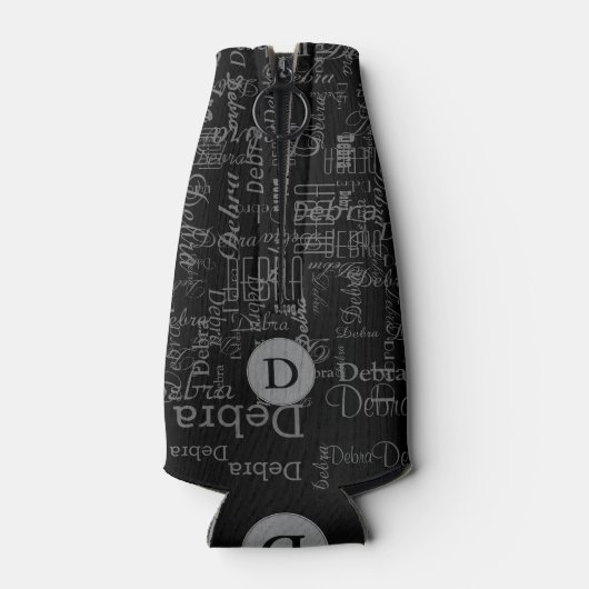 モノグラム黒パーソナライズされた名 ボトルクーラー (裏面)