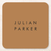 モノグラム黒ミニマリスト茶 スクエアペーパーコースター (正面)