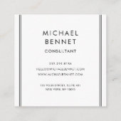 モノグラム黒及び白色金属箔コンサルタント スクエア名刺 (裏面)