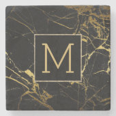 モノグラム黒大理石コースター ストーンコースター (正面)