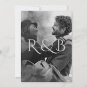 モノグラム黒山と白の山の写真結婚の 招待状 (正面)