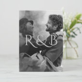 モノグラム黒山と白の山の写真結婚の 招待状 (スタンド正面)