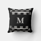 モノグラム黒市松模様に クッション (裏面)