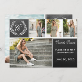 モノグラム黒板卒業パーティー 招待状