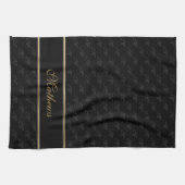 モノグラム黒炭名 キッチンタオル (横)