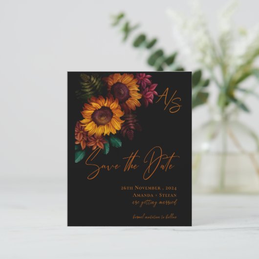 モノグラム黒焦げオレンジの結婚式の日付を保存 (スタンド正面)