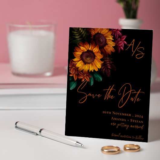 モノグラム黒焦げオレンジの結婚式の日付を保存