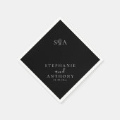 モノグラム黒白ワイルドフラワー結婚ズ スタンダードカクテルナプキン (角)