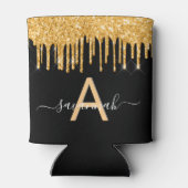 モノグラム黒金ゴールドグリッタードリップスパークル名 缶クーラー (裏面)