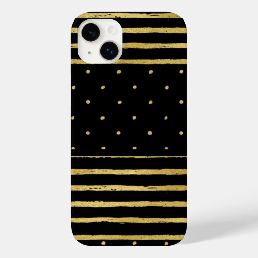 モノグラム黒金ゴールドストライプのドット – Mate iPhone 14 Case-Mate iPhoneケース (裏面)