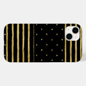 モノグラム黒金ゴールドストライプのドット – Mate iPhone 14 Case-Mate iPhoneケース (裏面 (横))