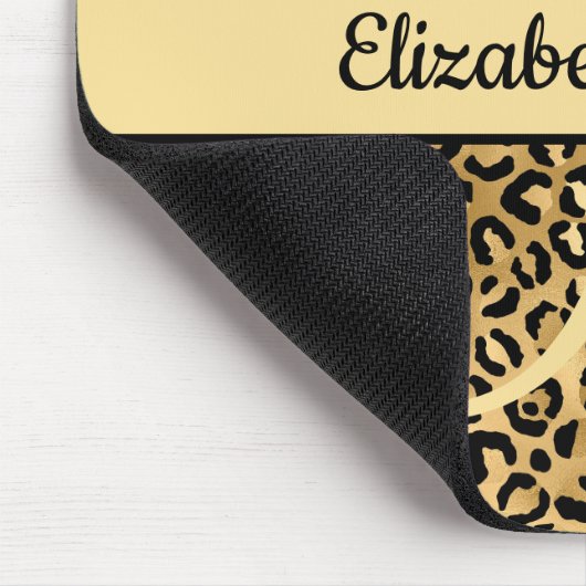 モノグラム黒金ゴールドヒョウ印刷チーター動物 マウスパッド (コーナー)