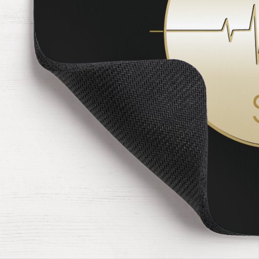 モノグラム黒金ゴールド医療用聴診器ハートビート マウスパッド (コーナー)