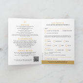 モノグラム黒金ゴールド結婚クラウンの食事オプションRSVP 招待状 (内部)