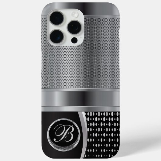 モノグラム黒銀金属メッシュ Case-Mate iPhoneケース (裏面)